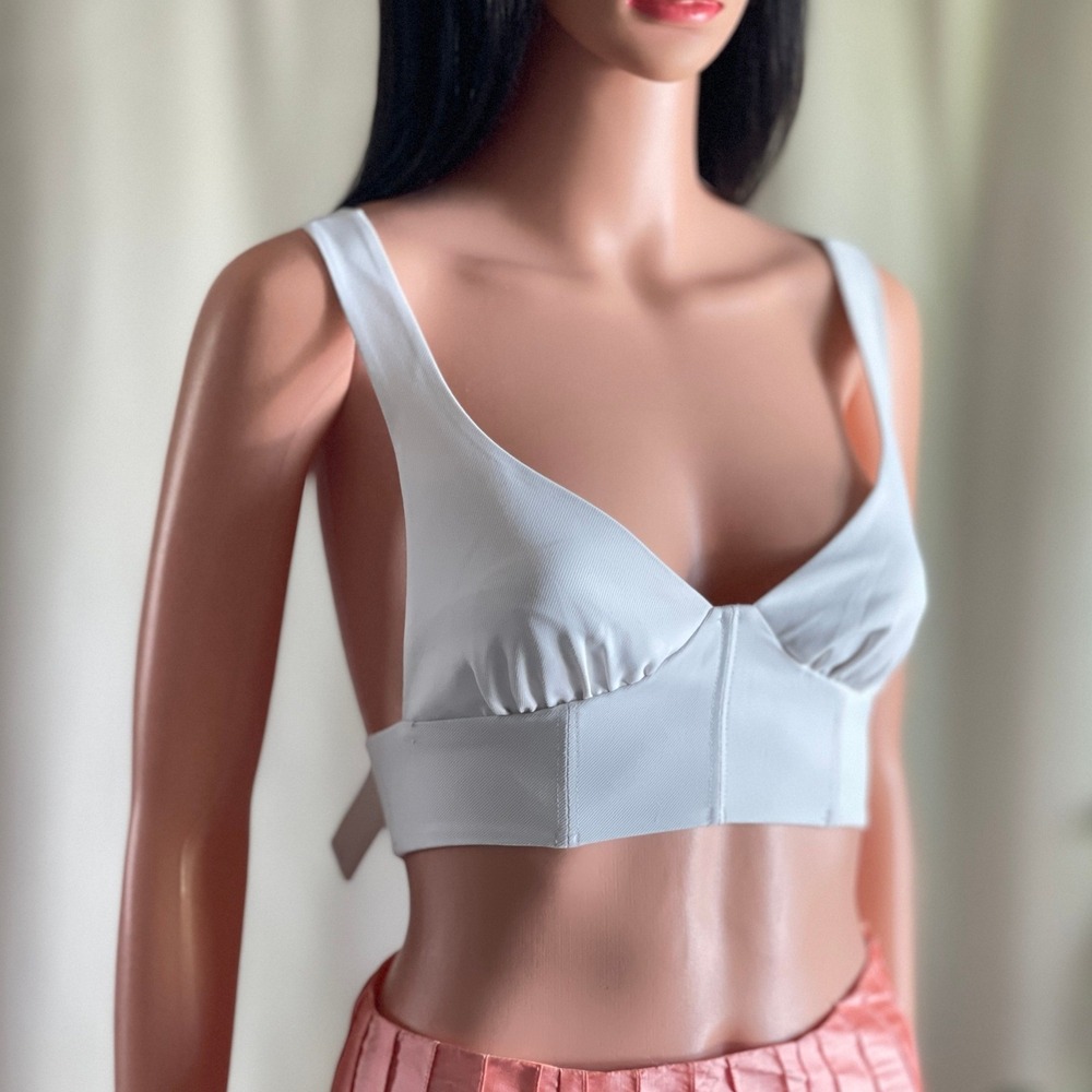 NWT For Love & Lemons White Corset Top Grommet Strap Bralette Crop Top XS